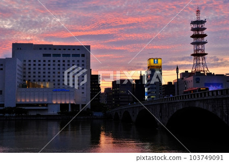 Evening view of Bandai Bridge Niigata City Evening view of Bandai Bridge Niigata City 103749091