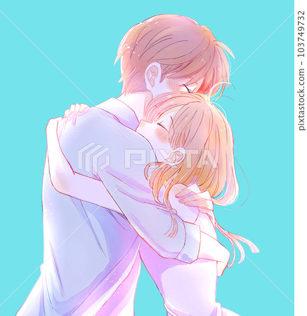 一男一女幸福地擁抱在一起 夏日逆光 一男一女幸福地擁抱在一起 夏日逆光 103749732