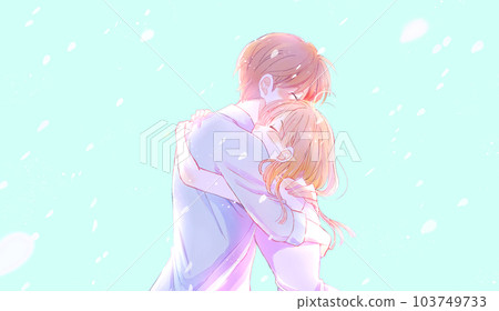 擁抱在暴風雪夏天背光的男人和婦女 擁抱在暴風雪夏天背光的男人和婦女 103749733