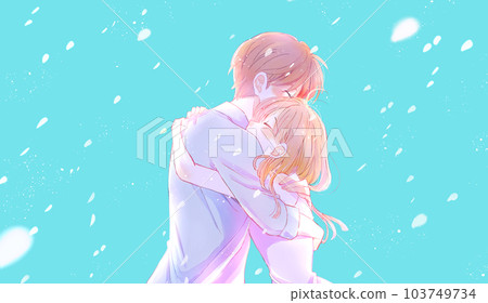 擁抱在暴風雪夏天背光的男人和婦女 擁抱在暴風雪夏天背光的男人和婦女 103749734