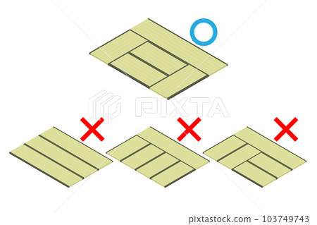 Illustration of various ways to lay 6 tatami mats 103749743