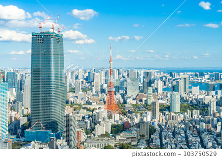 [Urban landscape] Tokyo cityscape, cloudy sky 103750529
