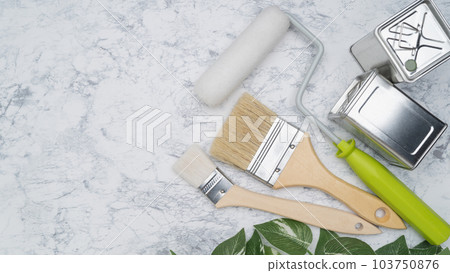 Renovation/painter/DIY image white marble background Renovation/painter/DIY image white marble background 103750876