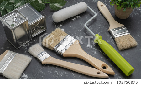 Renovation / painting contractor / DIY image black marble background 103750879