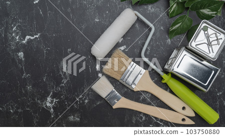 Renovation / painting contractor / DIY image black marble background 103750880