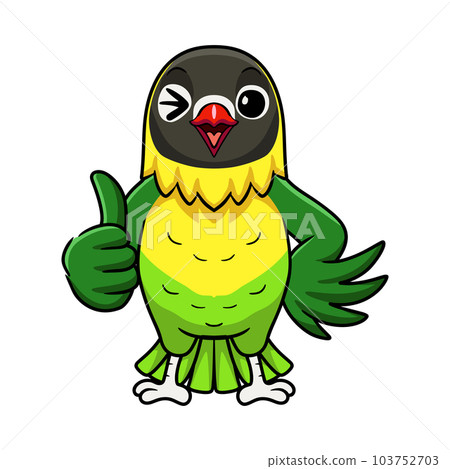 Cute yellow collared love bird cartoon giving thumb up Cute yellow collared love bird cartoon giving thumb up 103752703