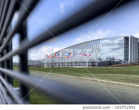Brussels, Belgium - February 19, 2022: NATO Headquarters, political and administrative centre of the Alliance 103752992