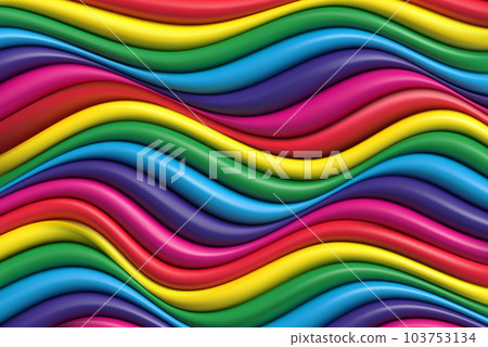 Bright wavy rainbow lines, grid, abstract background 103753134