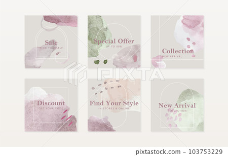 Watercolor and paint hand drawn illustration set 103753229