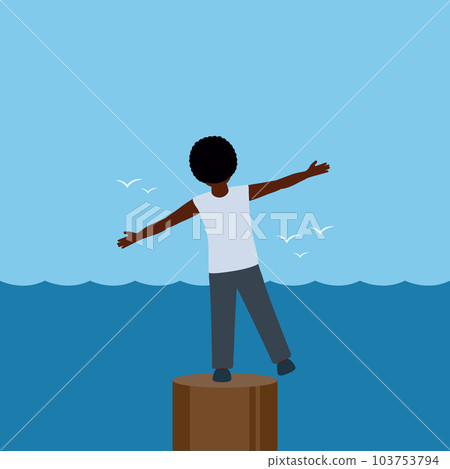 little boy by the sea dream about flying with birds little boy by the sea dream about flying with birds 103753794