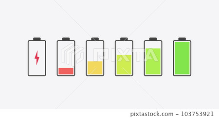 transparent battery icon set on white back 103753921