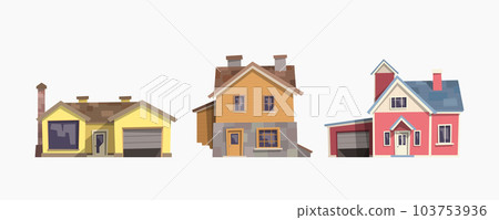 modern classic houses front view in set 103753936