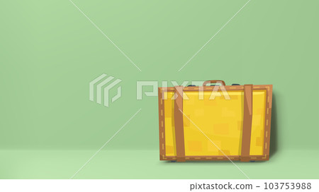 a leather yellow suitcase at geen back 103753988