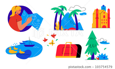 Plan your vacation and travel - flat design style illustration set Plan your vacation and travel - flat design style illustration set 103754579