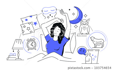 Good sleep - colorful line design style illustration 103754654