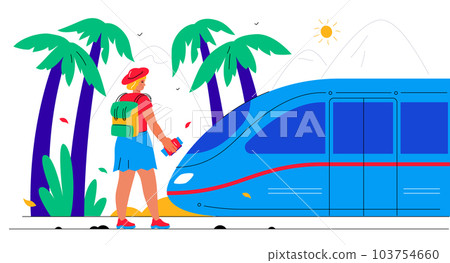 Get on the high speed train - modern colorful flat design style illustration 103754660