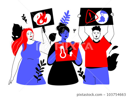 Eco activist protest - colorful flat design style illustration 103754663