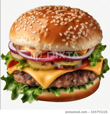 Juicy burger on a white background. 103755228