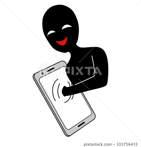 入侵智能手機的黑客形象的插圖素材 103756433