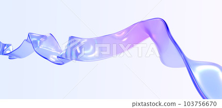 Abstract background with holographic iridescent ribbon 3d render. Wavy curved colorful glass shape, line with clear blue purple gradient texture. Flying stream of chromatic liquid. 3D illustration Abstract background with holographic iridescent ribbon 3d render. Wavy curved colorful glass shape, line with clear blue purple gradient texture. Flying stream of chromatic liquid. 3D illustration 103756670