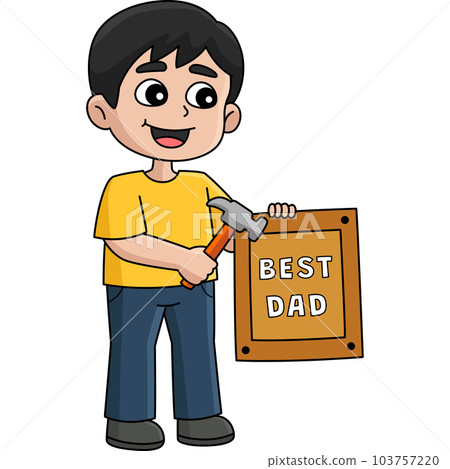 Best Dad Cartoon Colored Clipart Illustration 103757220