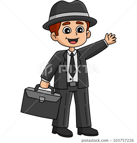 Father Holding Briefcase Cartoon Colored Clipart  103757226