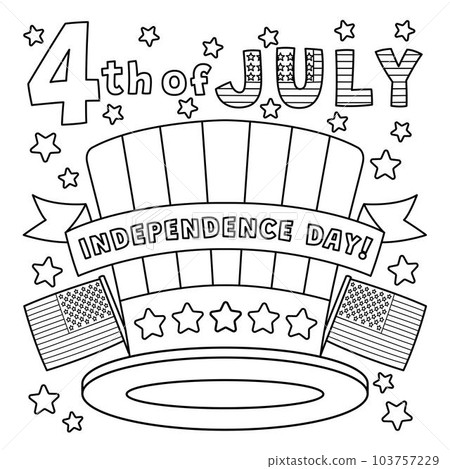 4th of July Independence Day Hat Coloring Page  103757229