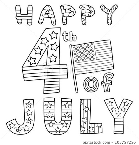 Happy 4th of July Isolated Coloring Page for Kids Happy 4th of July Isolated Coloring Page for Kids 103757250
