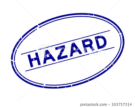 Grunge blue hazard word oval rubber seal stamp on white background Grunge blue hazard word oval rubber seal stamp on white background 103757314