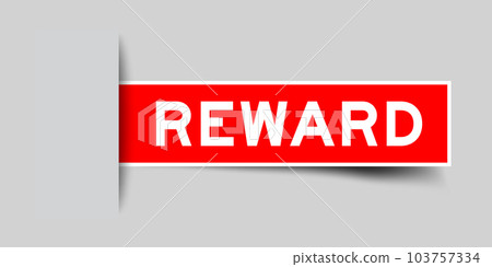 Red color square label sticker with word reward that inserted in gray background Red color square label sticker with word reward that inserted in gray background 103757334
