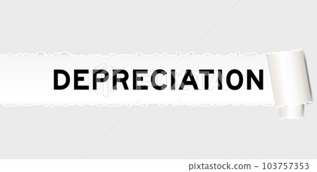 Ripped gray paper background that have word depreciation under torn part 103757353