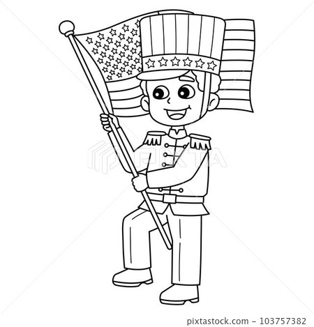 4th of July Boy Holding an American Flag Isolated 4th of July Boy Holding an American Flag Isolated 103757382