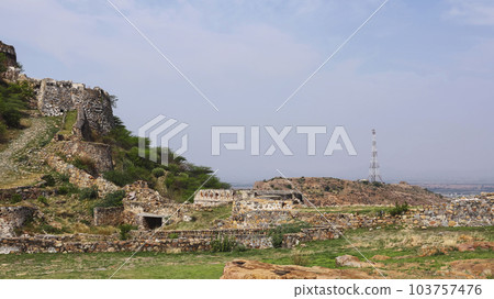 Fortress walls of Gooty Fort, Anantpur, Andhra Pradesh, India. 103757476