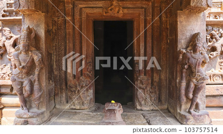 Entrance of Svarga Brahma Temple Garbhagriha, Alampur, Gadwal, Telangana, India. Entrance of Svarga Brahma Temple Garbhagriha, Alampur, Gadwal, Telangana, India. 103757514
