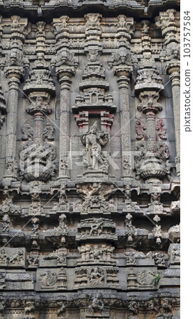 Carved details on the entrance of Bugga Ramlingeswara Temple, Tadipatri, Andhra Pradesh, India. 103757584