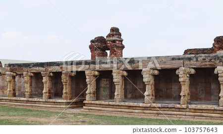 Carved Pillars in Swamy Madhavraya Temple, Gandikota, Kadapa, Andhra Pradesh, India. Carved Pillars in Swamy Madhavraya Temple, Gandikota, Kadapa, Andhra Pradesh, India. 103757643
