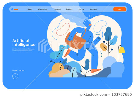 Artificial intelligence, Ecology -modern flat vector concept illustration of AI effectively managing responsible consumption and recycling. Metaphor of AI advantage, superiority and dominance concept Artificial intelligence, Ecology -modern flat vector concept illustration of AI effectively managing responsible consumption and recycling. Metaphor of AI advantage, superiority and dominance concept 103757690