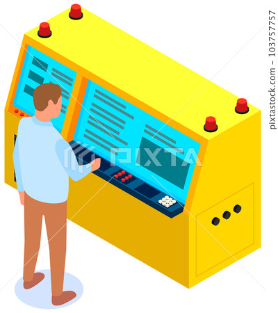Banner of isometric logistics and delivery infographics. Man places order, work with equipment Banner of isometric logistics and delivery infographics. Man places order, work with equipment 103757757