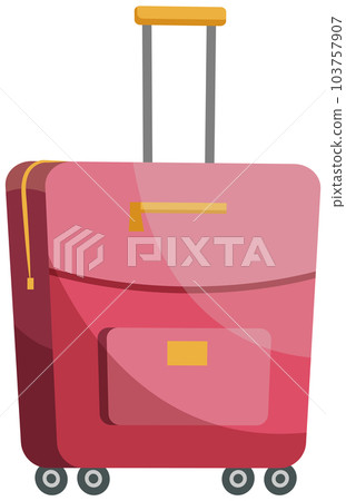 Suitcase for women for storing clothes. Pink fabric valise with long handle for holding and carrying Suitcase for women for storing clothes. Pink fabric valise with long handle for holding and carrying 103757907