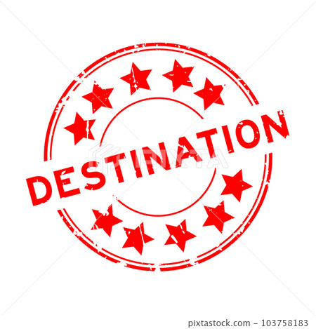 Grunge red destination word round rubber seal stamp on white background Grunge red destination word round rubber seal stamp on white background 103758183