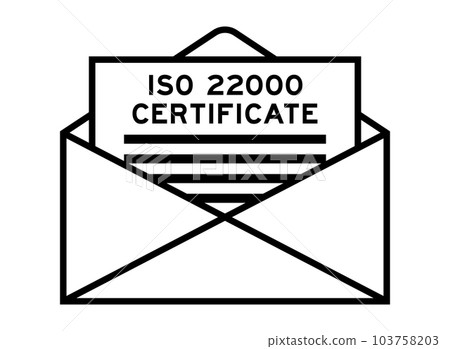 Envelope and letter sign with word ISO 22000 certificate as the headline 103758203