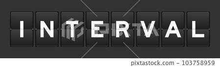 Black color analog flip board with word interval on gray background Black color analog flip board with word interval on gray background 103758959