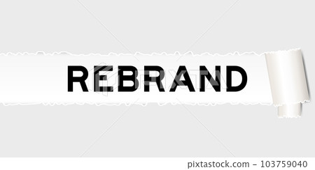Ripped gray paper background that have word rebrand under torn part Ripped gray paper background that have word rebrand under torn part 103759040