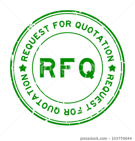 Grunge green RFQ request for quotation word round rubber seal stamp on white background 103759044