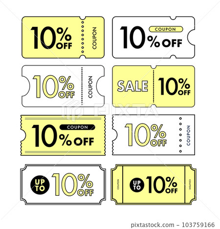 Yellow 10% OFF coupon line drawing/vector illustration material 103759166