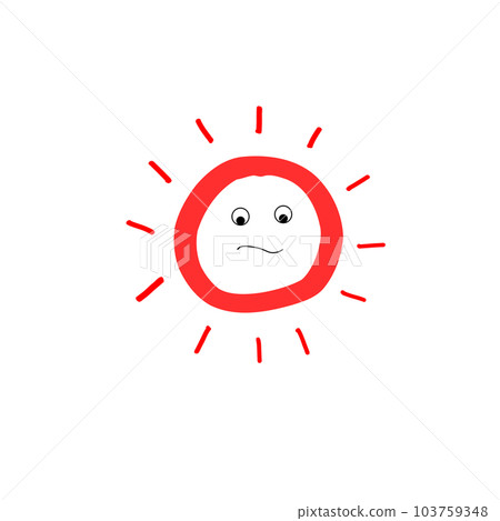 Cute cartoon sun icon. Vector illustration isolated on white background. 103759348