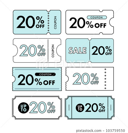 Light blue 20% OFF coupon line drawing/vector illustration material Light blue 20% OFF coupon line drawing/vector illustration material 103759550