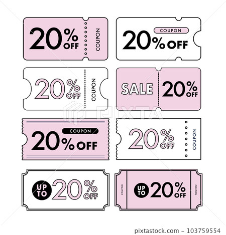 Pink 20% OFF coupon line drawing/vector illustration material 103759554