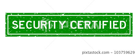 Grunge green security certified word square rubber seal stamp on white background Grunge green security certified word square rubber seal stamp on white background 103759629