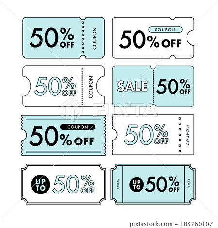 Light blue 50% OFF coupon line drawing/vector illustration material Light blue 50% OFF coupon line drawing/vector illustration material 103760107
